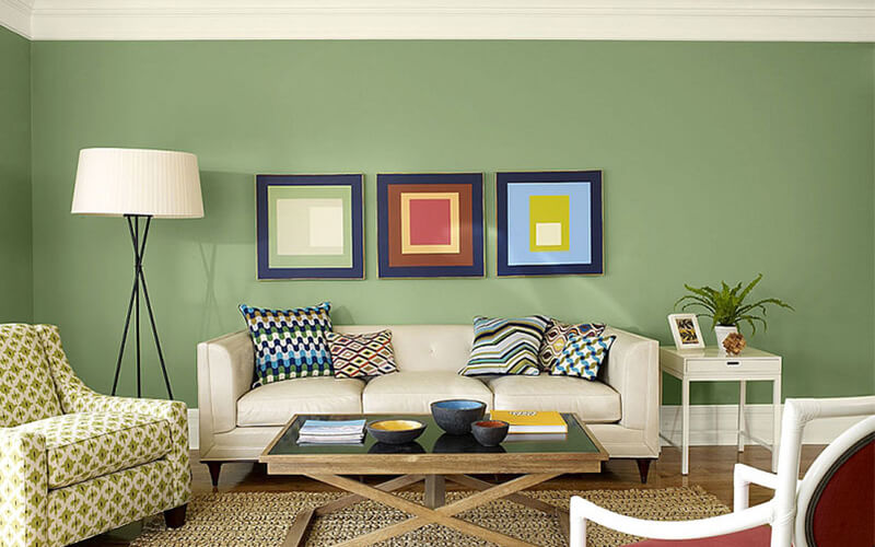 Mẫu phòng khách màu xanh lá cây - 3
