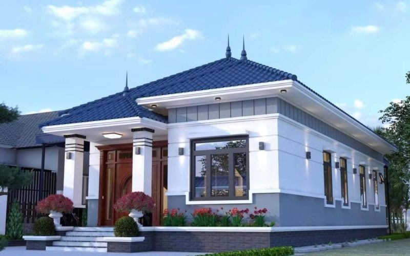 Một số mẫu sơn mặt tiền nhà màu xanh ghi đẹp ấn tượng