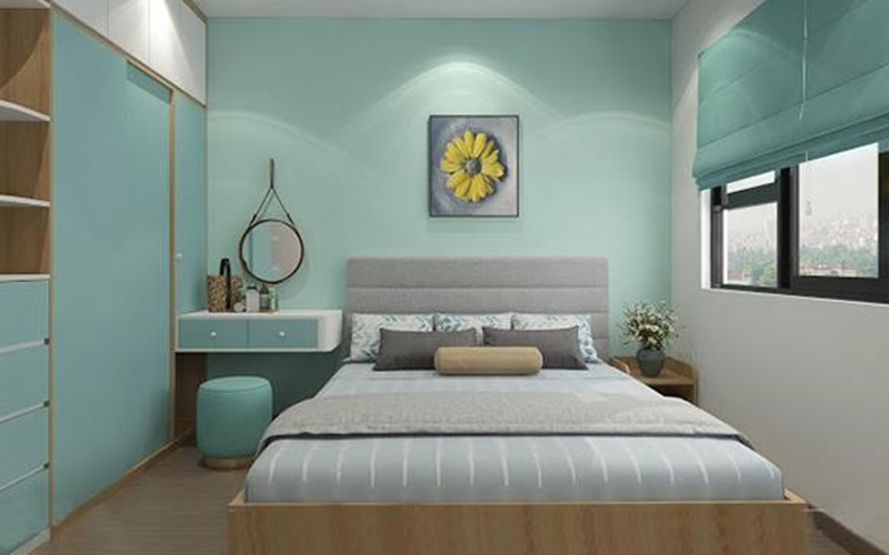 Phòng ngủ màu xanh ngọc bích đẹp