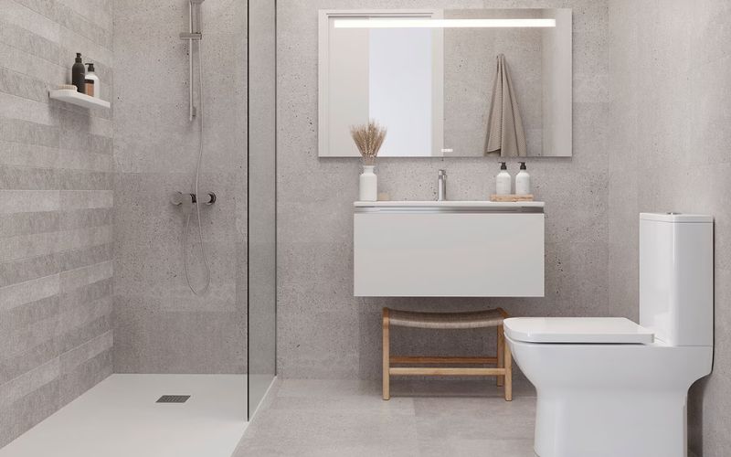 Phòng tắm mini ốp đá, trang trí nội thất không gian đơn giản, hài hòa 