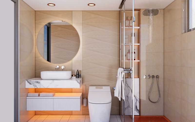 Thiết kế phòng tắm 3m2 với nội thất hiện đại, sang trọng 