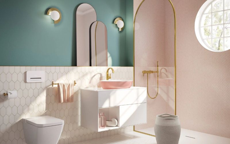 Phòng tắm 3m2 kết hợp các gam màu nổi bật tăng thẩm mỹ cho không gian