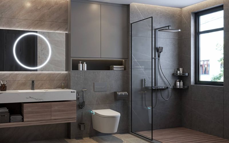 Nhà vệ sinh 5m2 với nội thất cảm ứng thông minh