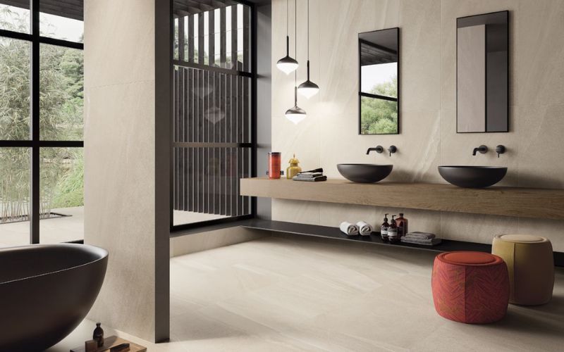 Nhà vệ sinh 6m2 với thiết kế lộ thiên, phong cách Nhật, nội thất đơn giản