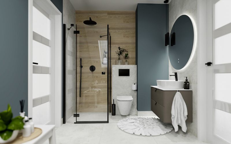 Phòng tắm nhỏ 2m2 với nội thất đa năng, bố trí cây xanh gần gũi