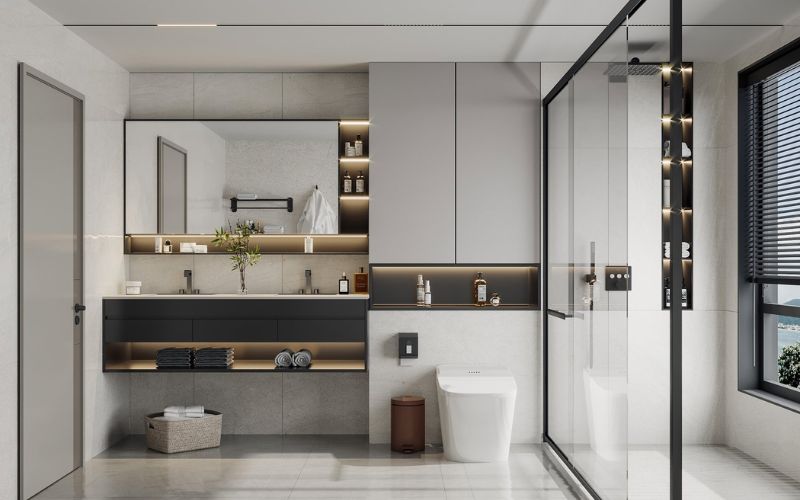 Thiết kế phòng tắm hiện đại, sang trọng với nội thất thông minh