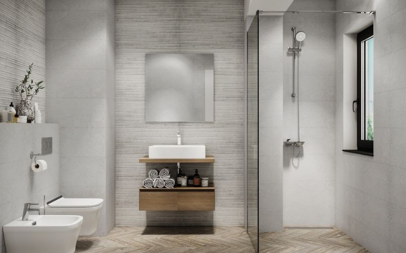 Nhà vệ sinh đơn giản, nội thất hiện đại, bố trí vách ngăn không gian hiệu quả