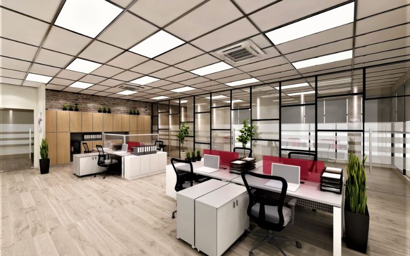 Mẫu trần thạch cao văn phòng hiện đại, phá cách