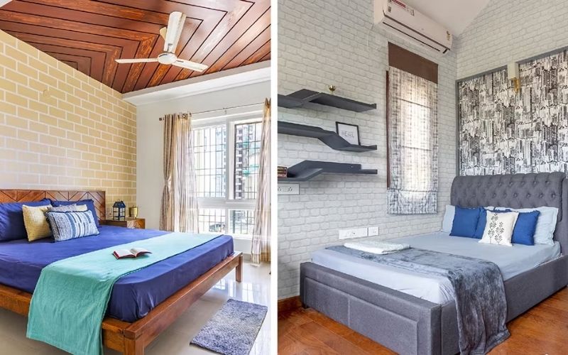 Cải tạo phòng ngủ tối giản với thiết kế cửa sổ có rèm cực thông thoáng