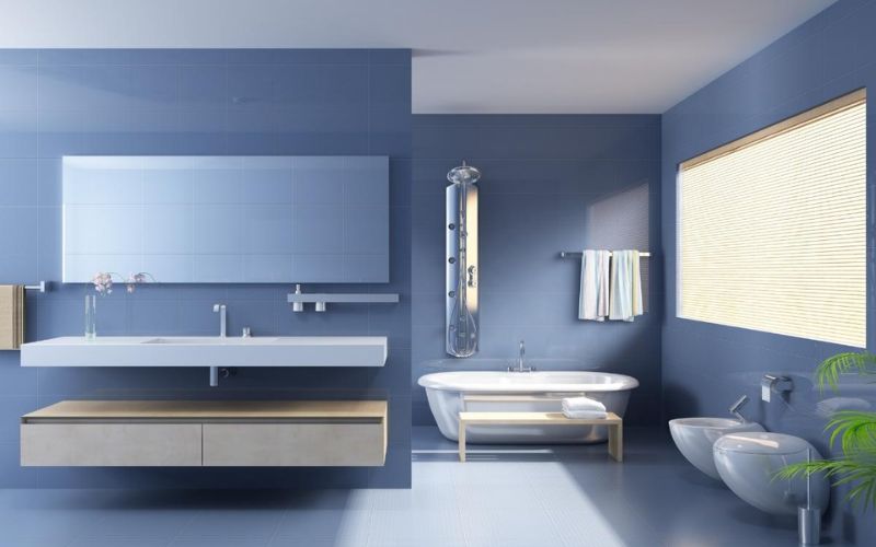 Cảm giác được gần gũi với đại dương khi sơn phòng tắm màu xanh nước biển