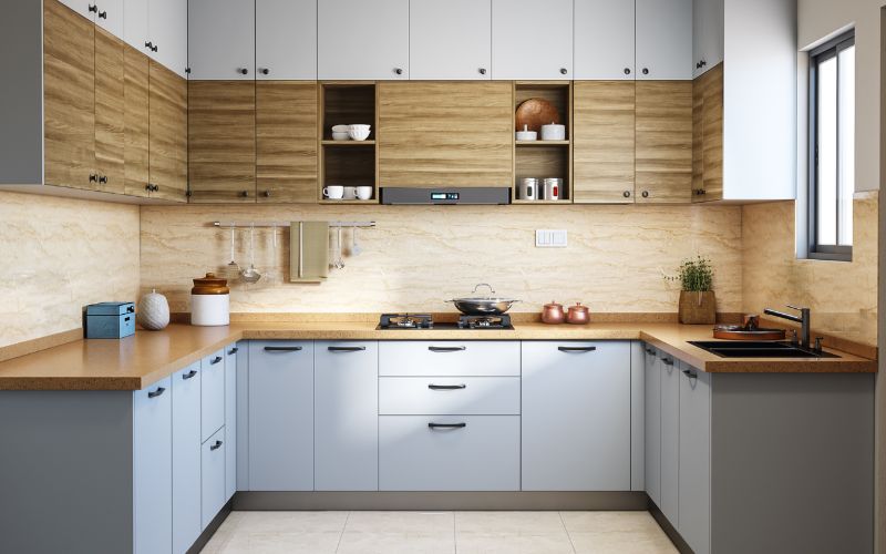 Tủ bếp chữ U gỗ công nghiệp sang trọng và đẳng cấp