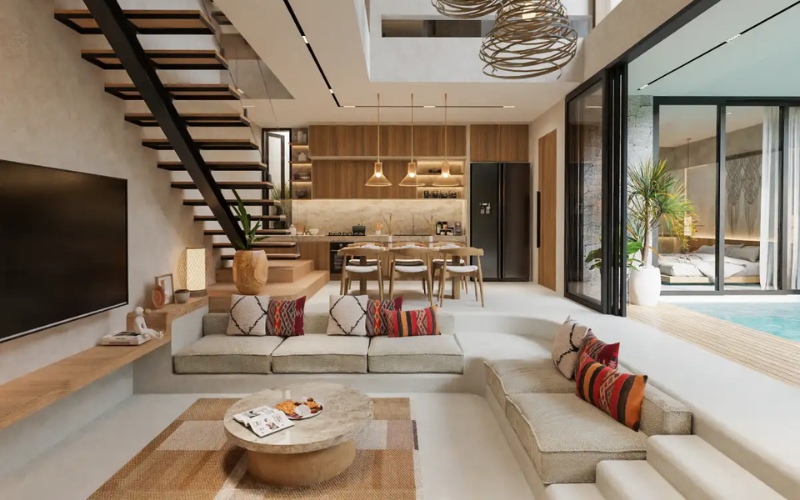 Thiết kế biệt thự mộc mạc tối giản hướng hồ bơi đẹp mắt