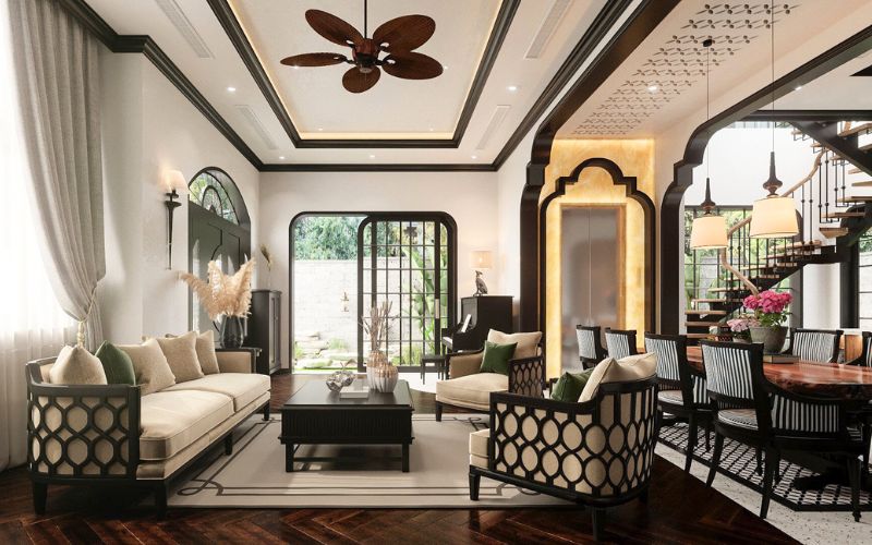 Nội thất Indochine với sự liên kết không gian vô cùng chặt chẽ