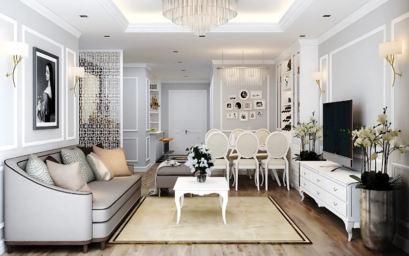 Nội thất nhà cấp 4 theo phong cách Tân cổ điển sang trọng