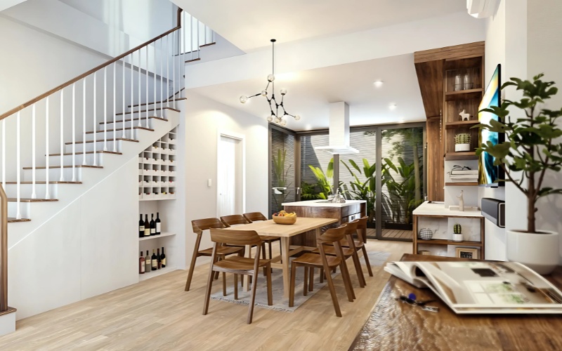 Mẫu nhà phố 2 tầng phù hợp với gia chủ yêu thích sự nhẹ nhàng