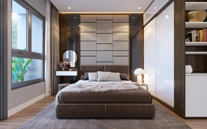 Tận dụng cửa xổ lớn làm ánh sáng tự nhiên và ghệ tủ lớn tiện lợi