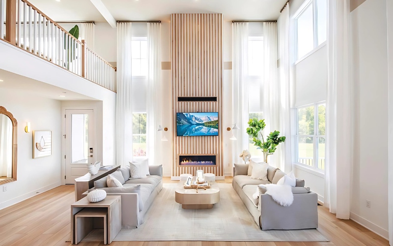 Không gian phòng khách Scandinavian dạng Duplex cho biệt thự