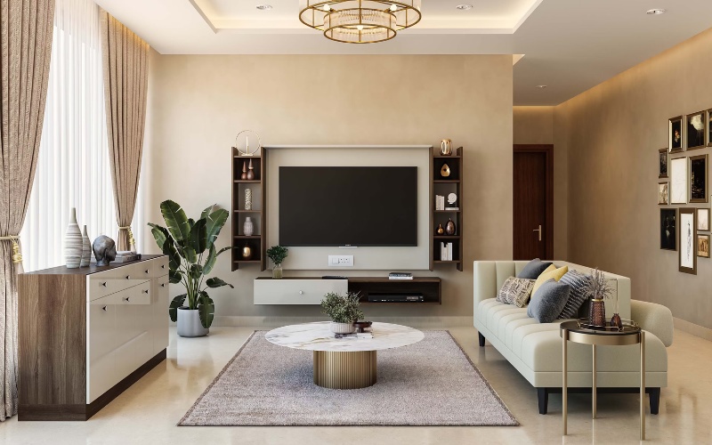Trang trí nội thất phòng khách cho căn hộ chung cư rộng 70m2