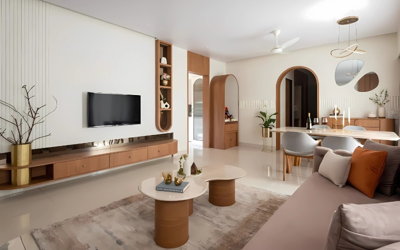 Mẫu phòng khách đẹp phù hợp với không gian chung cư 2 phòng ngủ