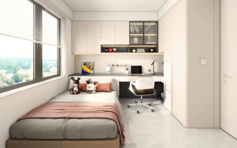 Phòng ngủ đẹp 9m2 màu sắc tươi sáng 