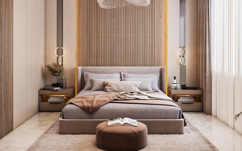 Nội thất phòng ngủ được bố trí phù hợp giúp cân bằng năng lượng