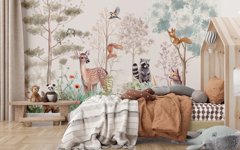 Giấy dán tường phù hợp với không gian phòng ngủ trẻ em