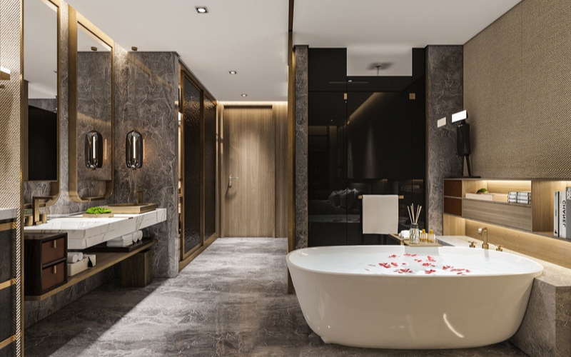 Bồn tắm độc lập mang đến cảm giác thư giãn như spa tại gia