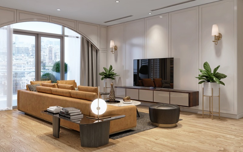 Thiết kế căn hộ chung cư diện ích 54m2 cho 2 phòng ngủ