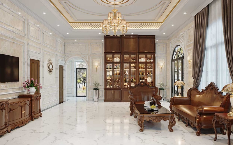 Phòng khách theo phong cách luxury mang lại vẻ đẹp chổ điển