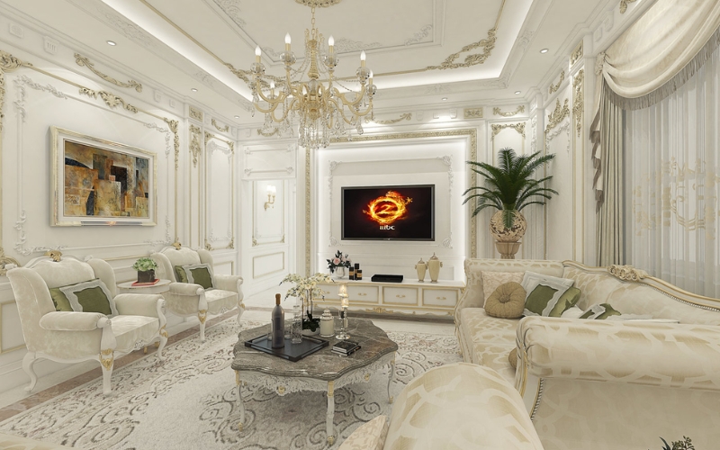 Ghế sofa bộc nhung cao cấp tone màu trắng be nhã nhặn