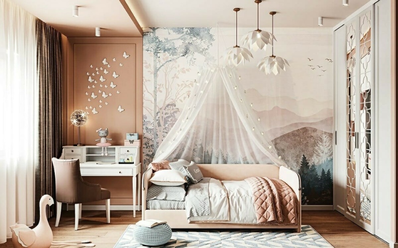 Mẫu phòng ngủ công chúa đẹp dành cho bé gái