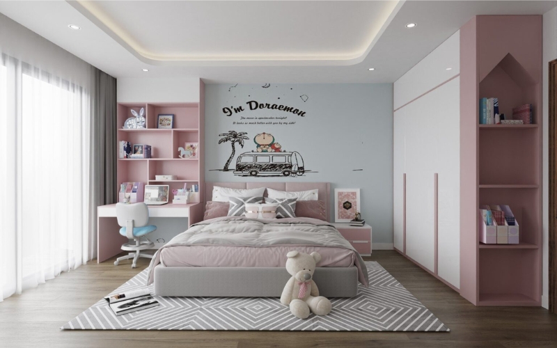 Tranh tường hoặc decal họa tiết hoạt hình sinh động đáng yêu