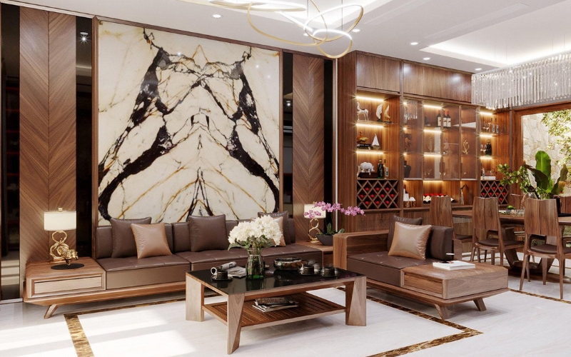Sofa gỗ kết hợp nệm vải bố vừa mộc mạc vừa hiện đại