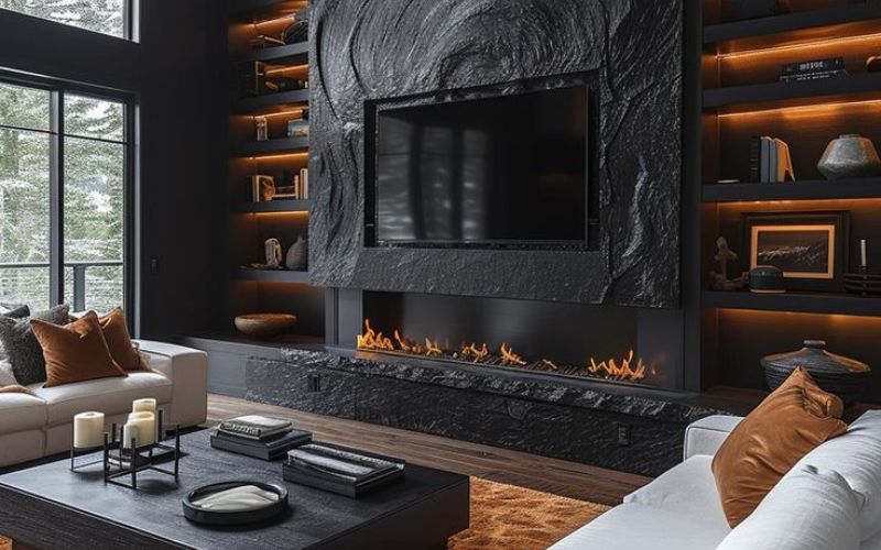 Phòng khách theo thiết kế Luxury với tông đen chủ đạo
