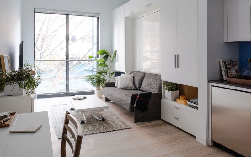 Mẫu thiết kế chung cư mini tối giản với gam màu trung tính