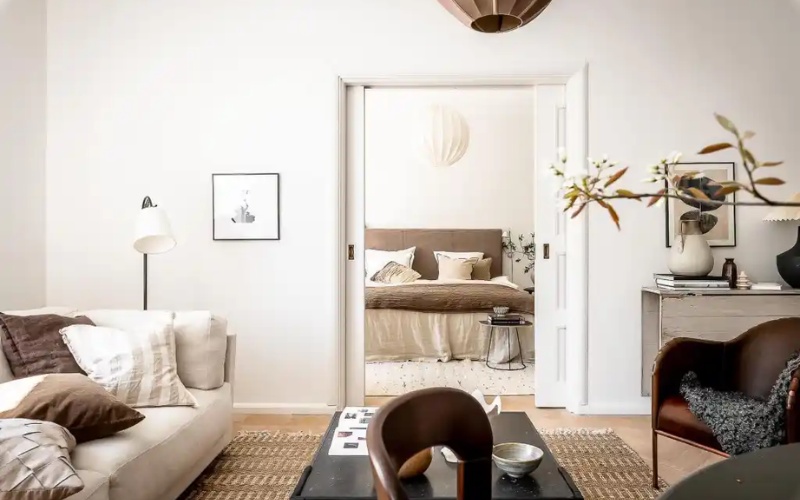 Thiết kế nội thất căn hộ chung cư 68m2 màu nâu mang lại cảm giác vững chãi