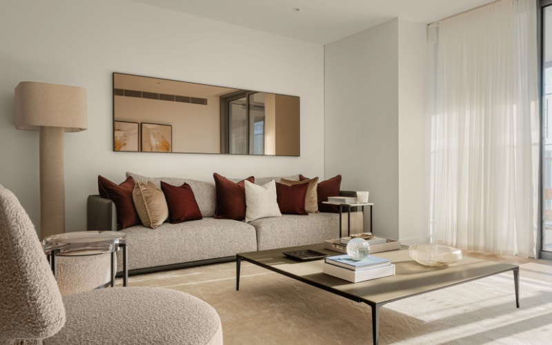 Không gian phòng khách căn hộ 40m2 cùng một vài chi tiết điểm nhấn 