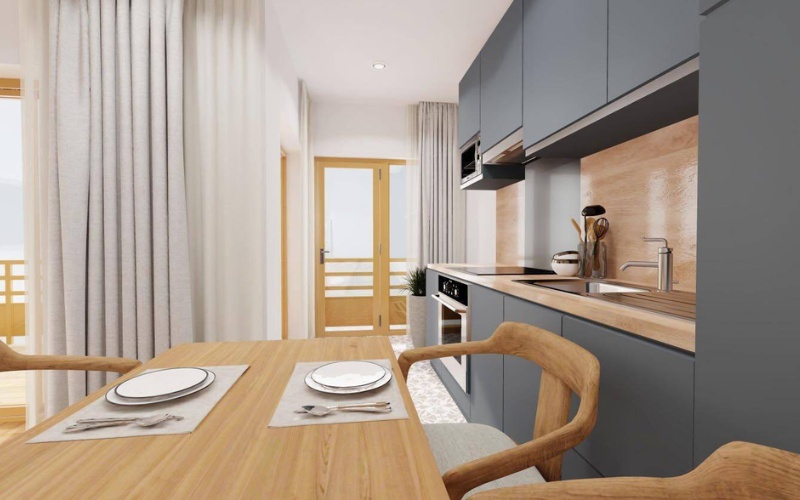 Không gian bếp trong căn hộ nhỏ 40m2 thường bị thu hẹp
