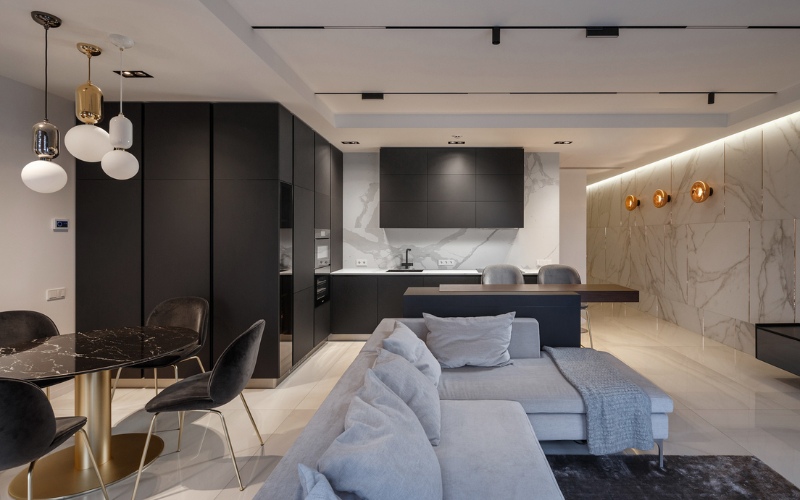 Thiết kế nội thất chung cư 60m2 đẹp hiện đại ưu tiên sự gọn gàng