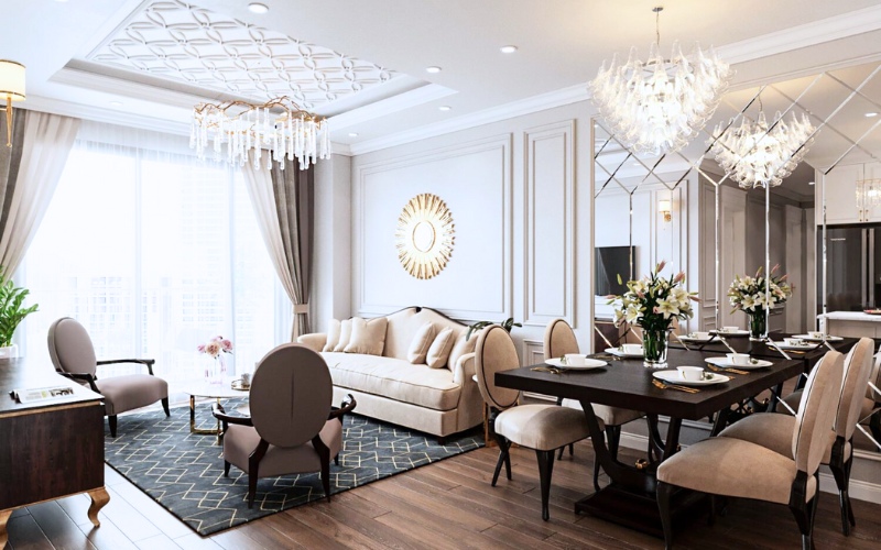 Phong cách Tân cổ điển vẫn có thể được áp dụng trong không gian 60m2