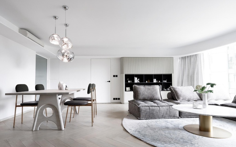 Nội thất căn hộ 56m2 sử dụng gam màu trung tính làm chủ đạo