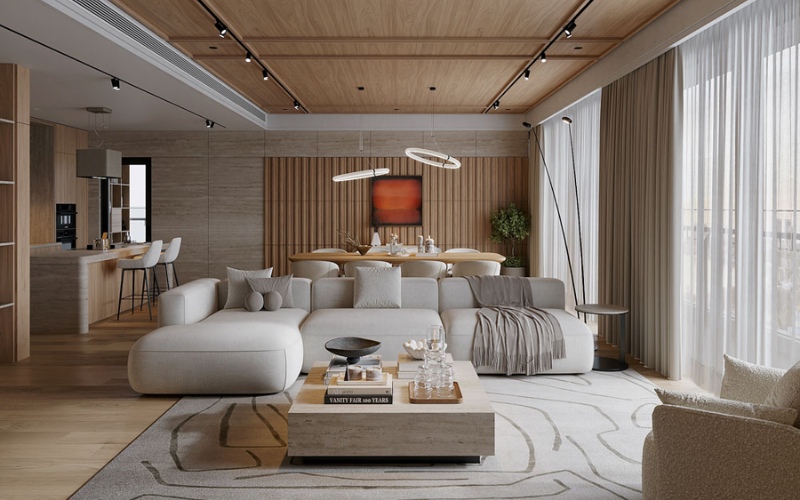 Thiết kế nội thất chung cư nhỏ 60m2 kiểu Wabi Sabi mang đến cảm giác bình yên