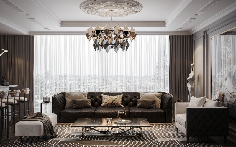 Thiết kế nội thất nhà chung cư 70m2 phong cách Tân Cổ Điển