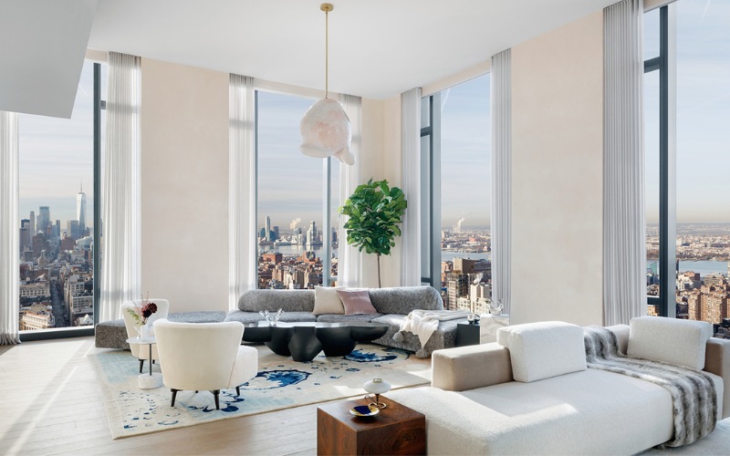 Màu trắng của nội thất khiến căn hộ penthouse sáng bừng