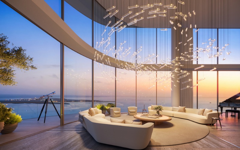 Căn hộ penthouse phong cách Luxury vợ hệ đèn chùm độc đáo