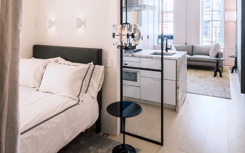 Thiết kế căn hộ studio đơn giản tạo cảm giác hiện đại và thanh lịch