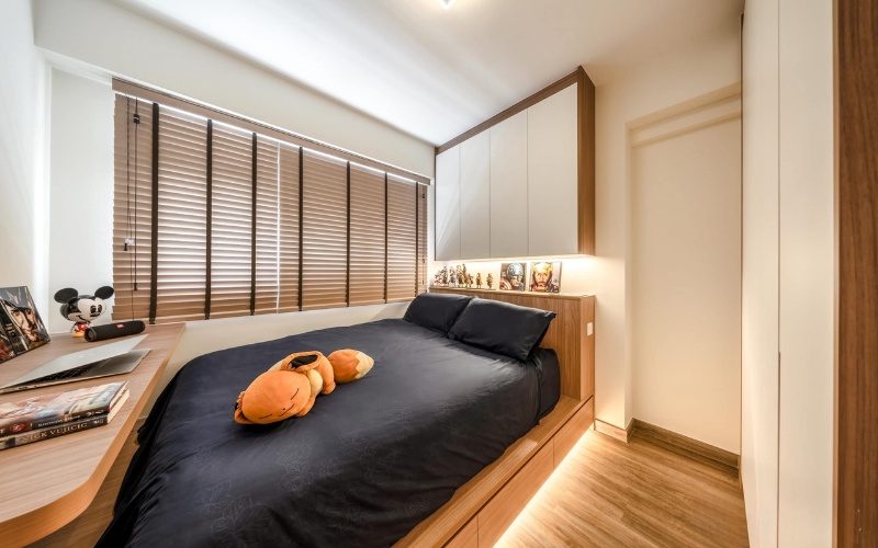 Hệ thống đèn LED cao cấp được tích hợp cùng với giường ngủ
