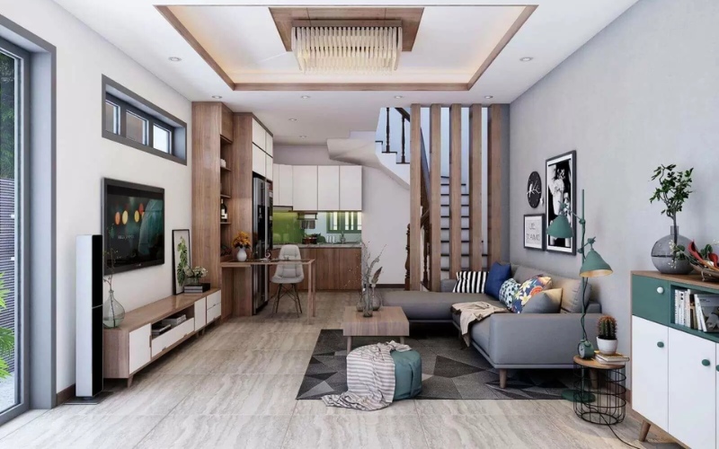 Sofa góc hoặc sofa chữ L giúp tận dụng góc tường và mang lại nhiều chỗ ngồi thoải mái,