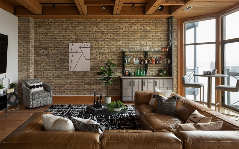 Rustic thô mộc, gần gũi thiên nhiên với vật liệu như gỗ thô, đá tự nhiên và da thuộc