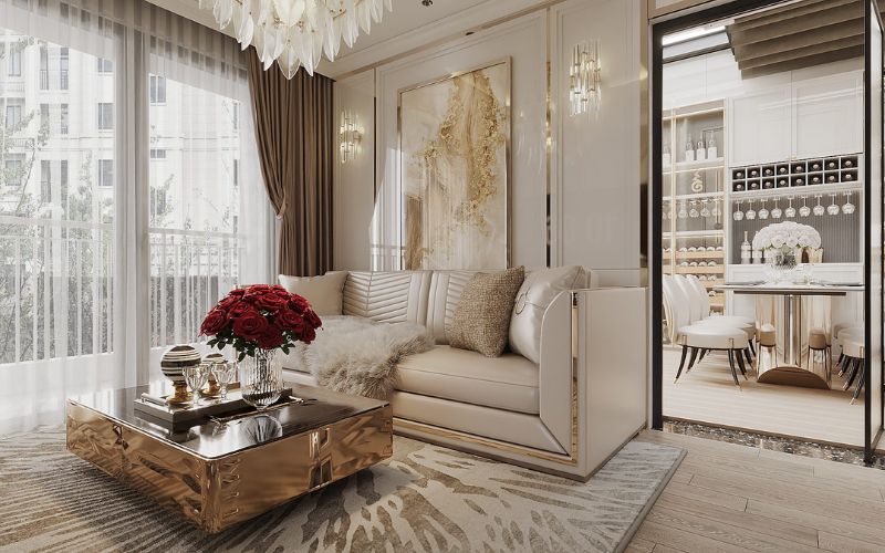 Hệ chiếu sáng được thiết kế theo nhiều lớp ánh sáng, nổi bật với đèn chùm pha lê